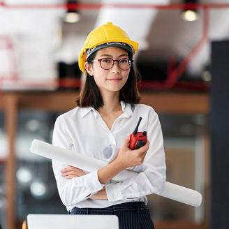 woman engineer standing in office