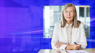 Lady in formals at work desk banner