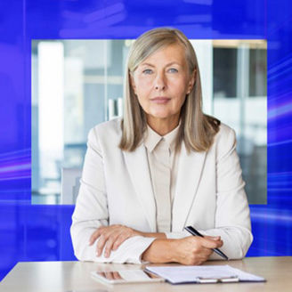 Lady in formals at work desk banner