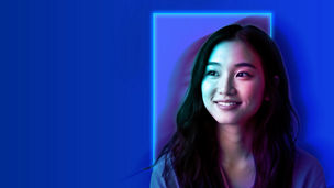 Lady with glowing blue lights