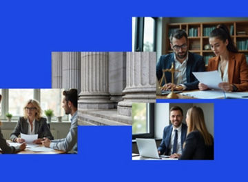 A collection of images with people and buildings