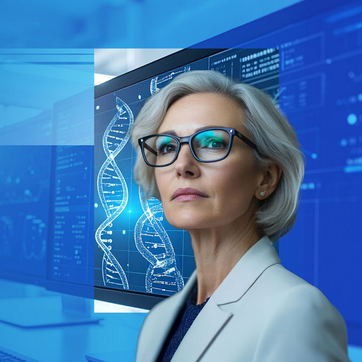 Mężczyzna stojący przed panelem fotowoltaicznym