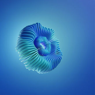 Abstraction of a fantastic ocean dweller, vibrant sea depth atmosphere, soft focus, blue and purple gradients. 3D rendering.