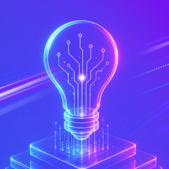 Glowing digital lightbulb with circuit design