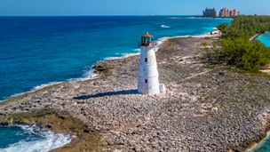 Lighthouse in sea banner