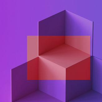 Lila Würfel mit roten Quadrat