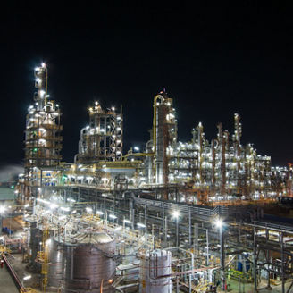 Long exposure of Petrochemical plant view at night