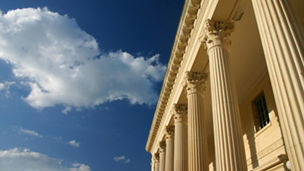 Corinthian columns reflecting the golden light of an early sunset. Similar images: