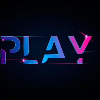 Play shiny vibrant typography vector