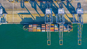 Logistics and transportation of International Container Cargo ship in the ocean, Nautical Vessel