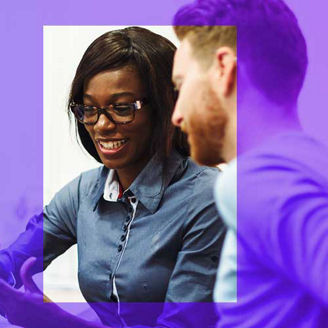 Software engineers working on project and programming in company