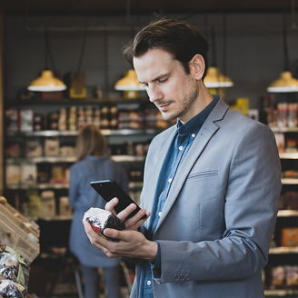 Man clicking picture of an object