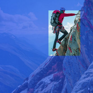 Man climbing mountain