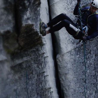 Man climbing mountain