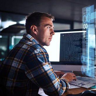 Man data analysing