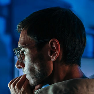 Man focussing on screen
