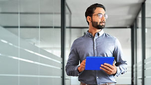 Man holding laptop