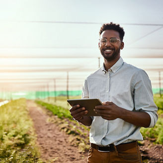 Man holding tablet