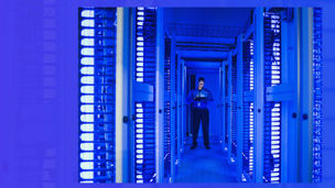 Man in server room
