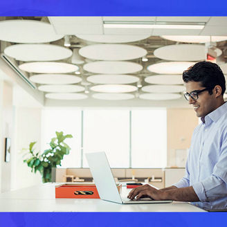 man working on laptop