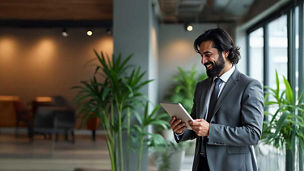 Man looking at ipad