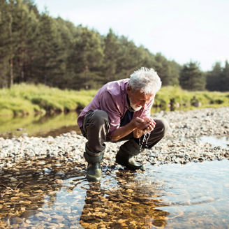 Man near river