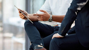 Man on cellphone banner