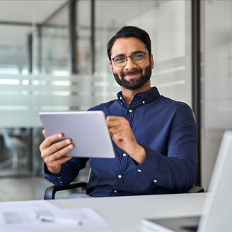  Man Posing with A Tablet