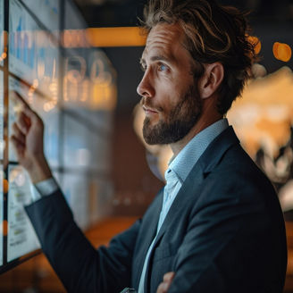 Man reviewing data
