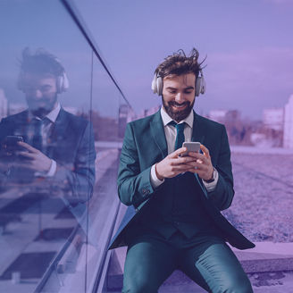man sitting with phone