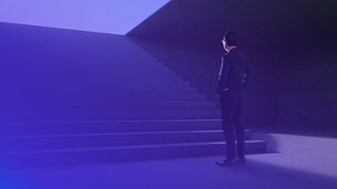 Man staircase purple