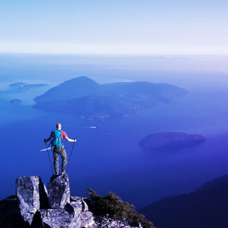 Man standing on mountain top