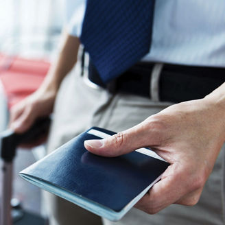 Man holding a passport