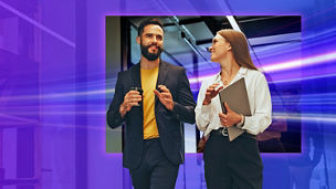 Man woman discussing