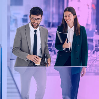 Girl smiling in a group meeting