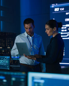 Two people in a modern office