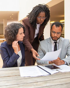 meeting of three people