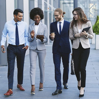 men-and-women-discussing-while-walking