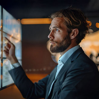 men working on ai display