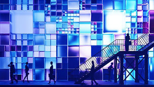 People on a square background