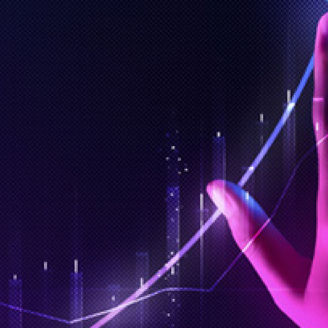 Metaverse finger pointing at graph