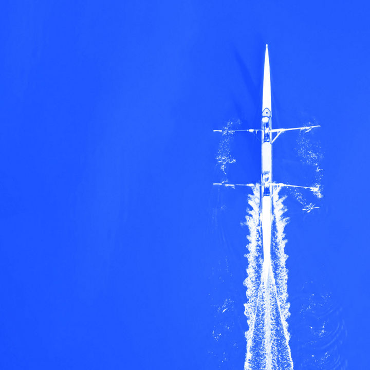 Rowing in duotone cobalt