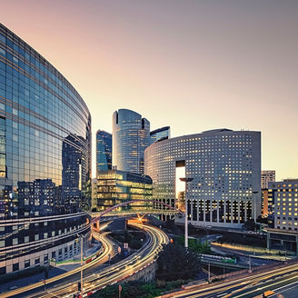 Mirror buildings in city