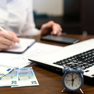 Woman working with finances