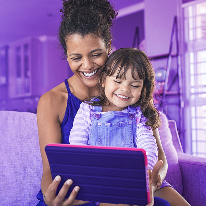 Mother daughter smiling banner