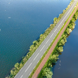 Motorway road alongside sea