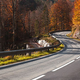 Mountain road view banner