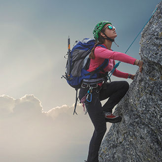 Mountain rock climber banner