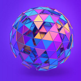 Multicolour triangles sphere banner