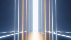 Blue and gold laser beams
